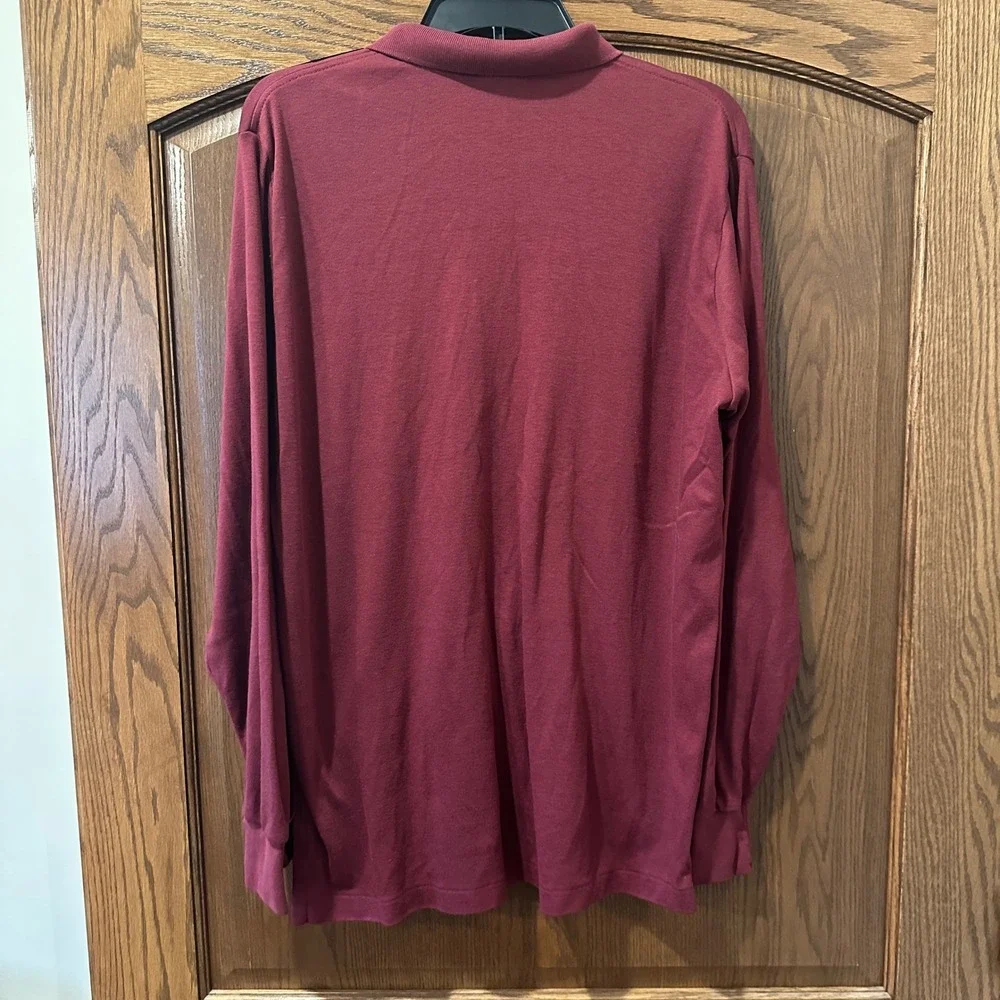 L.L. Bean Men's‎ Long Sleeve Maroon Polo Shirt Size X-Large Cotton Blend Casual